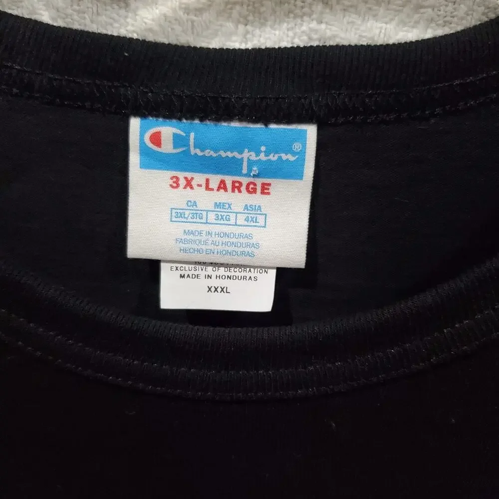 Champion T Shirt Mens 3XL Black Graphic Print Logo Casual Short Sleeve - Picture 4 of 9